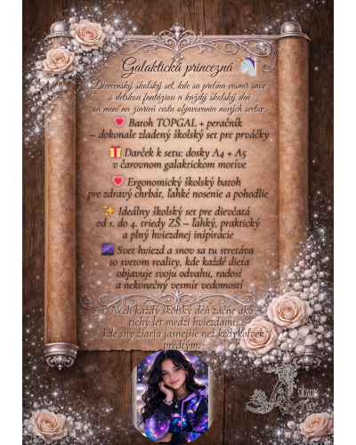 Dievčenský školský set Galaktická princezná TOPGAL COCO24006 s batohom a modelkou v galaktickom štýle