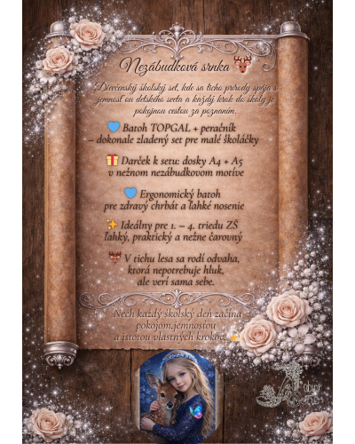 Nezábudková srnka – dievčenský školský set TOPGAL ENDY23002 s batohom a peračníkom, nočný motív srnky pod mesiacom