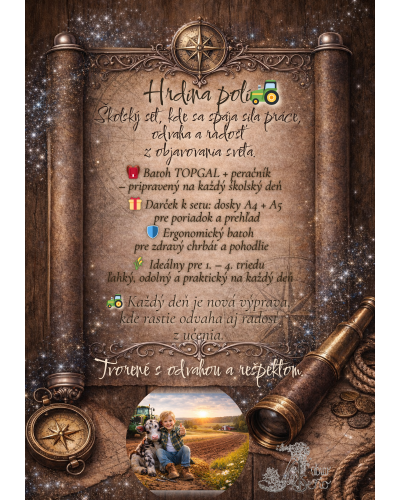 Hrdina polí TOPGAL ENDY23015 chlapčenský školský set s traktorom a farmárskym motívom