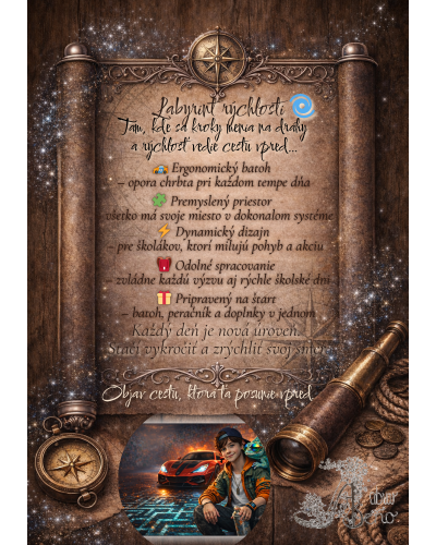 TOPGAL LYNN25017 chlapčenský školský set – batoh s motívom rýchlosti a športového auta