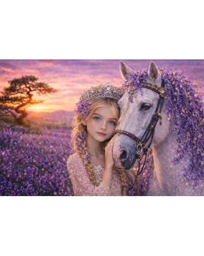 školský batoh LUMI 26B levanduľový cval – hlavný obrázok s koníkom