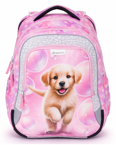 dievčenský školský batoh Bagmaster Beta 26A s roztomilým psíkom spredu