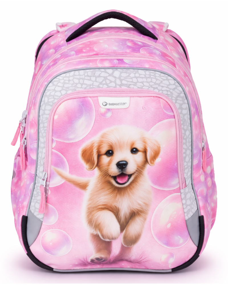 dievčenský školský batoh Bagmaster Beta 26A s roztomilým psíkom spredu
