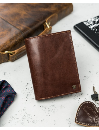 ROVICKY - pánska peňaženka - hnedá elegancia s francúzskym šarmom a precíznym šitím Hnedá