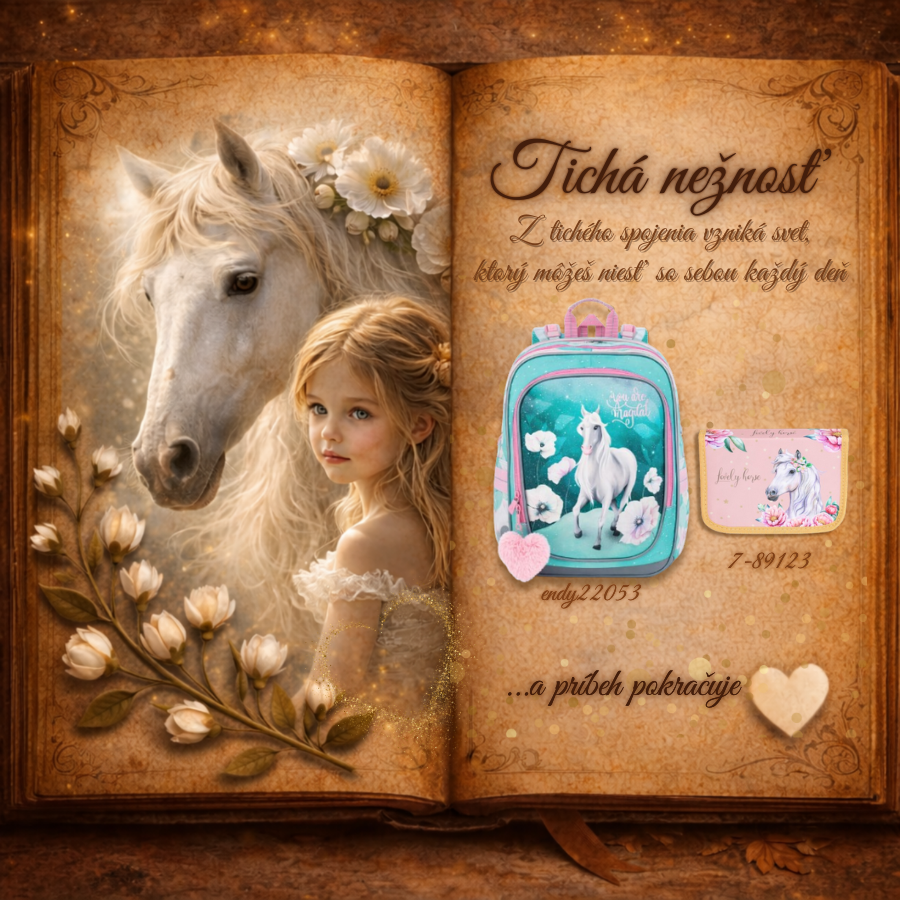 Tichá nežnosť – dievčenský školský set s koníkom v príbehovom vizuáli