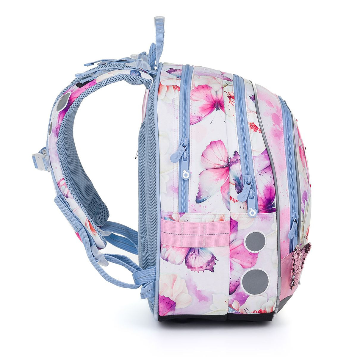 Školský batoh ENDY s motýlikmi spredu – jemný pastelový dizajn