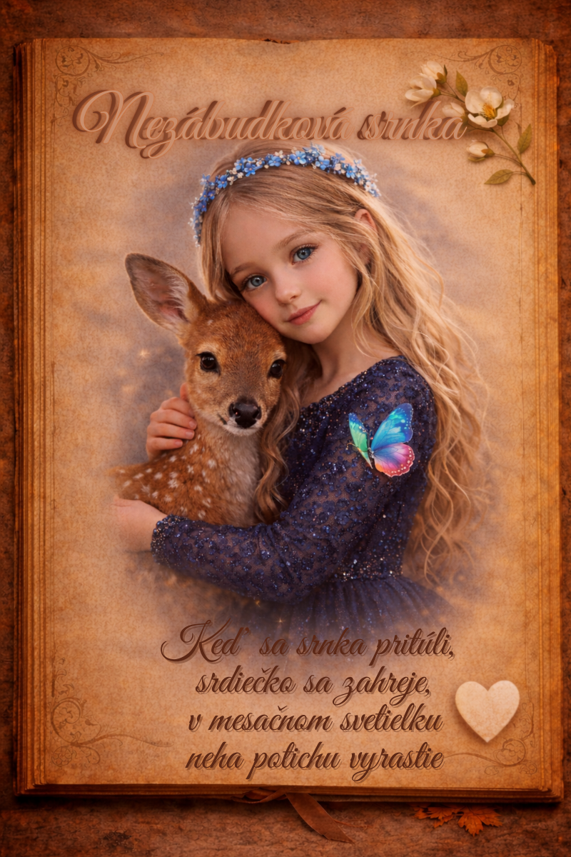 Nezábudková srnka – dievčenský školský set TOPGAL s jemným nočným motívom a srnkou