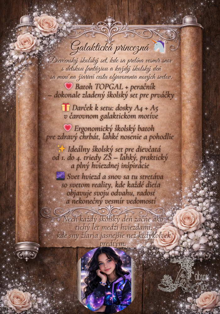 Galaktická princezná – dievčenský školský set pre prváčky