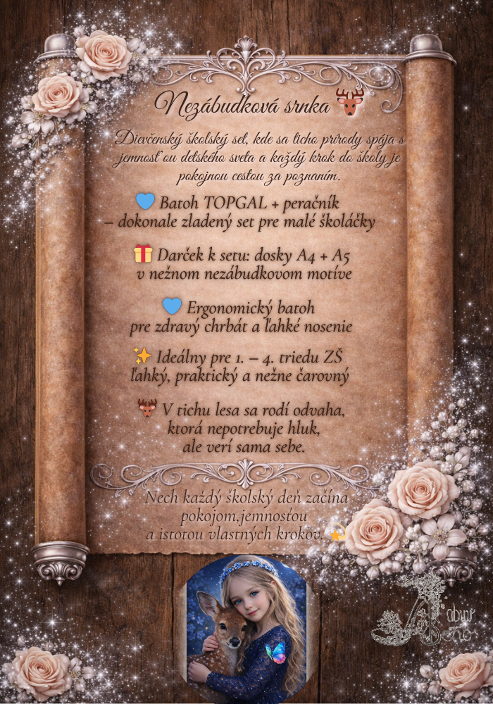 Dievčenský školský set Nezábudková srnka Topgal pre prváčky