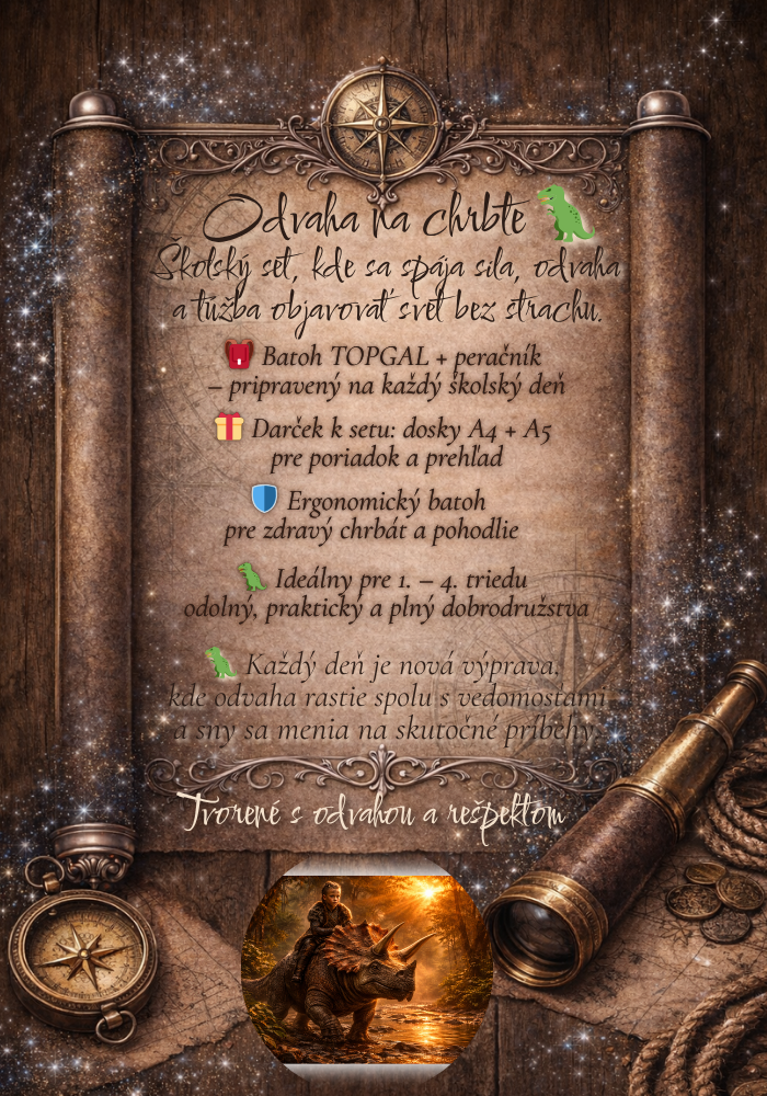 Chlapčenský školský set Odvaha na chrbte dinosaurus