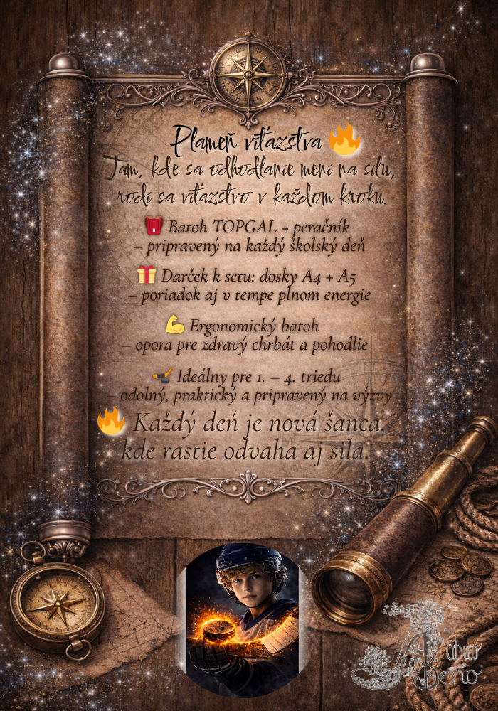 Plameň víťazstva – chlapec hokejista so školským setom TOPGAL COCO26017